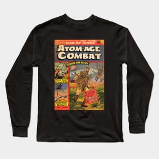 Atomic War Futuristic 1950's Retro Vintage Comic Book Cover Long Sleeve T-Shirt